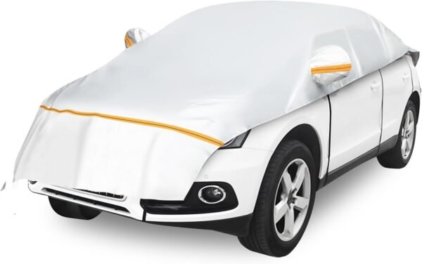 Half Car Cover Waterproof Ninonly Universal Car Top Cover Breathable Cover All Weather Protection Auto Cover for Outdoor Sun Rain Dust UV Protector for...