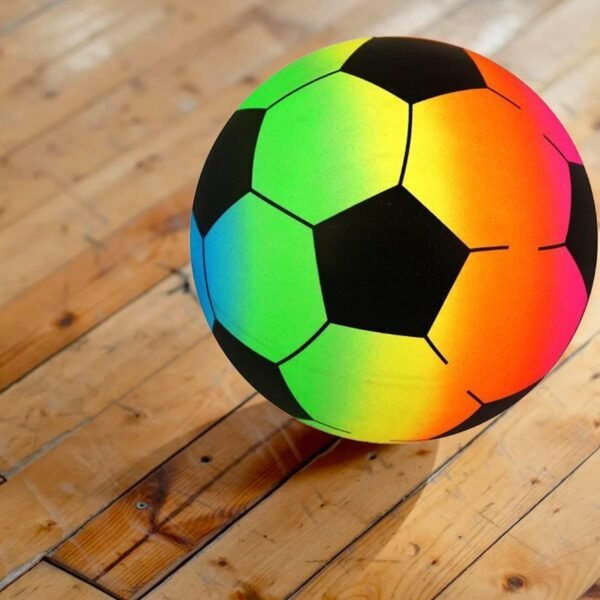 Rainbow Football - 20cm Neon Beach Ball Ideal for Family Games, Kids Garden Toy, Easy to Inflate, Outdoor Fun for Boys and Girls, Lightweight Playground Ball